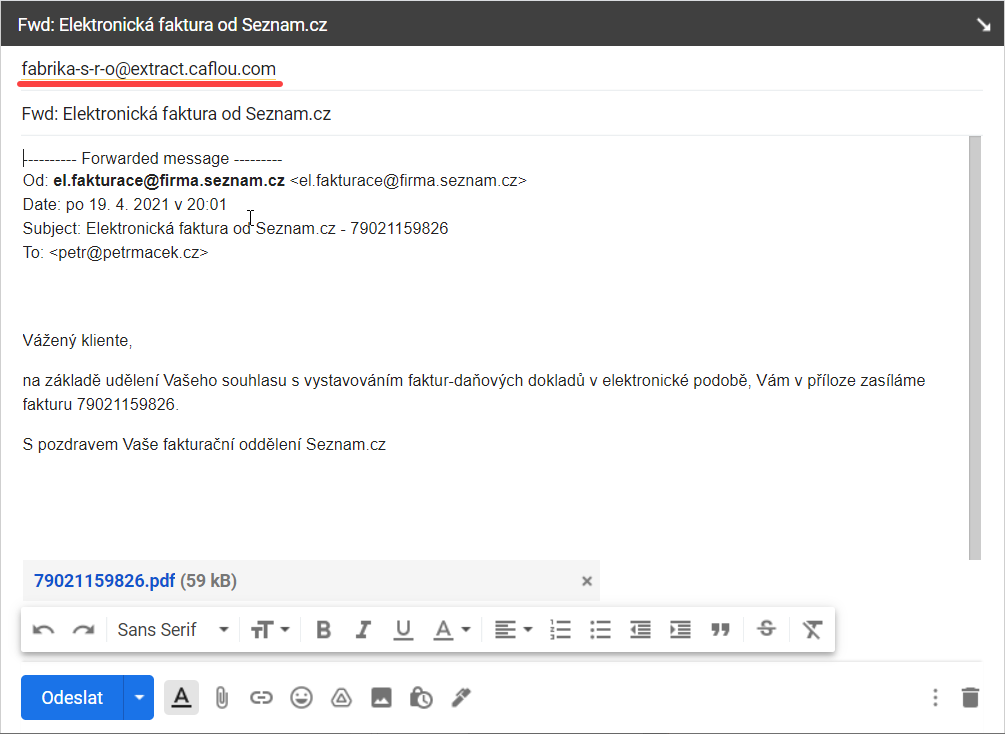 Vytěžování faktur přes e-mail