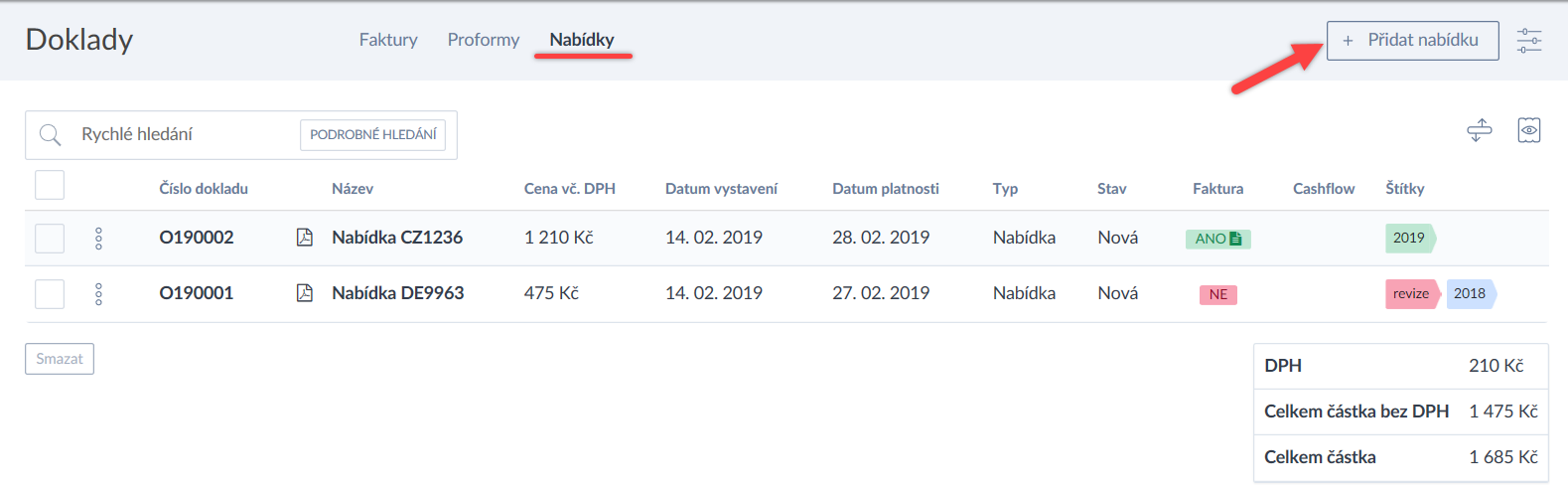Nové nabídky