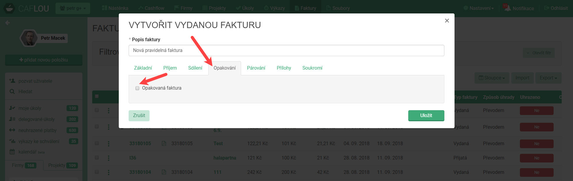 Opakované / pravidelné faktury