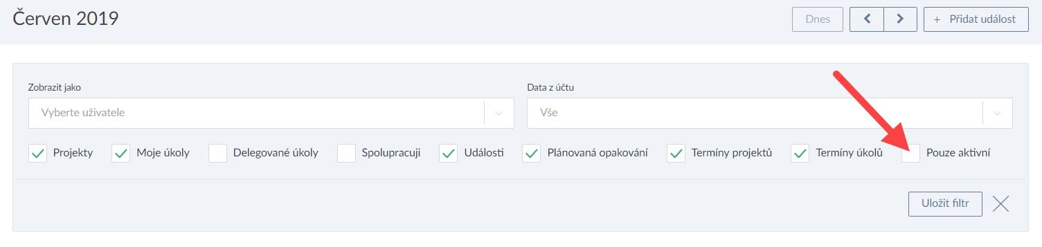 Jen aktivní úkoly a projekty