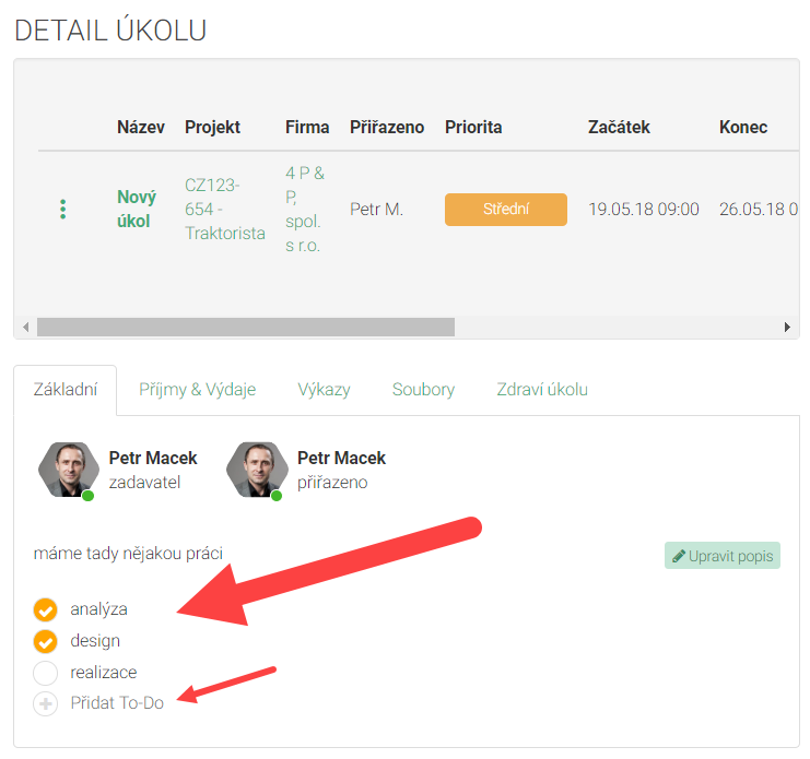 to do v úkolu - detail