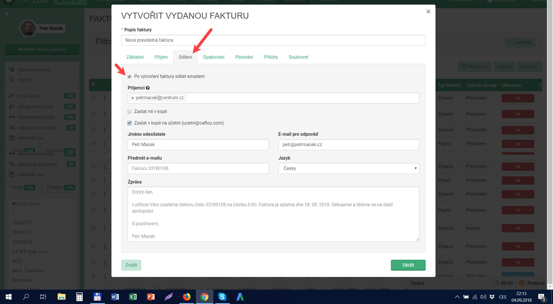 Sdílení faktur