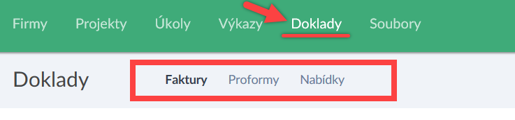 Doklady v nové navigaci