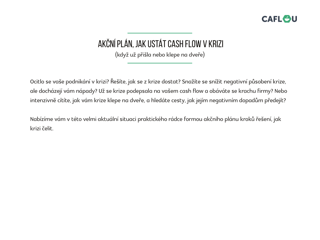 Akční plán, jak ustát cash flow v krizi