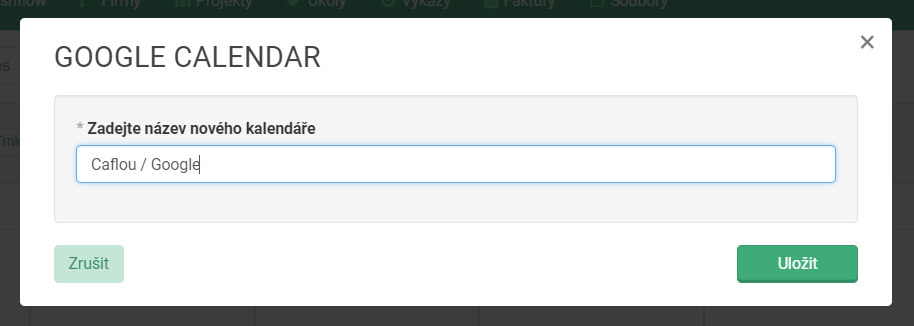 Pojmenování Google kalendáře