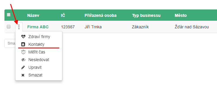 Rychlý přístup ke kontaktům